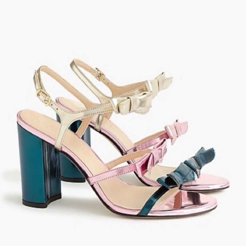 J. Crew Metallic Pink and Teal Heels